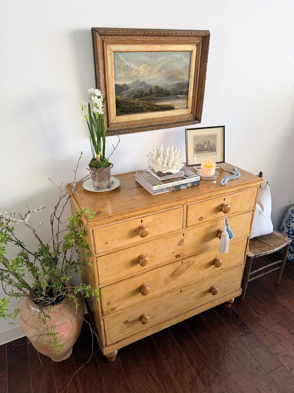 Antique English Pine Chest with Tulip Feet