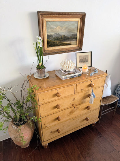 Antique English Pine Chest with Tulip Feet
