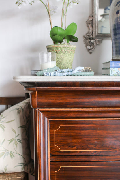 French Charles X White Marble Top Commode