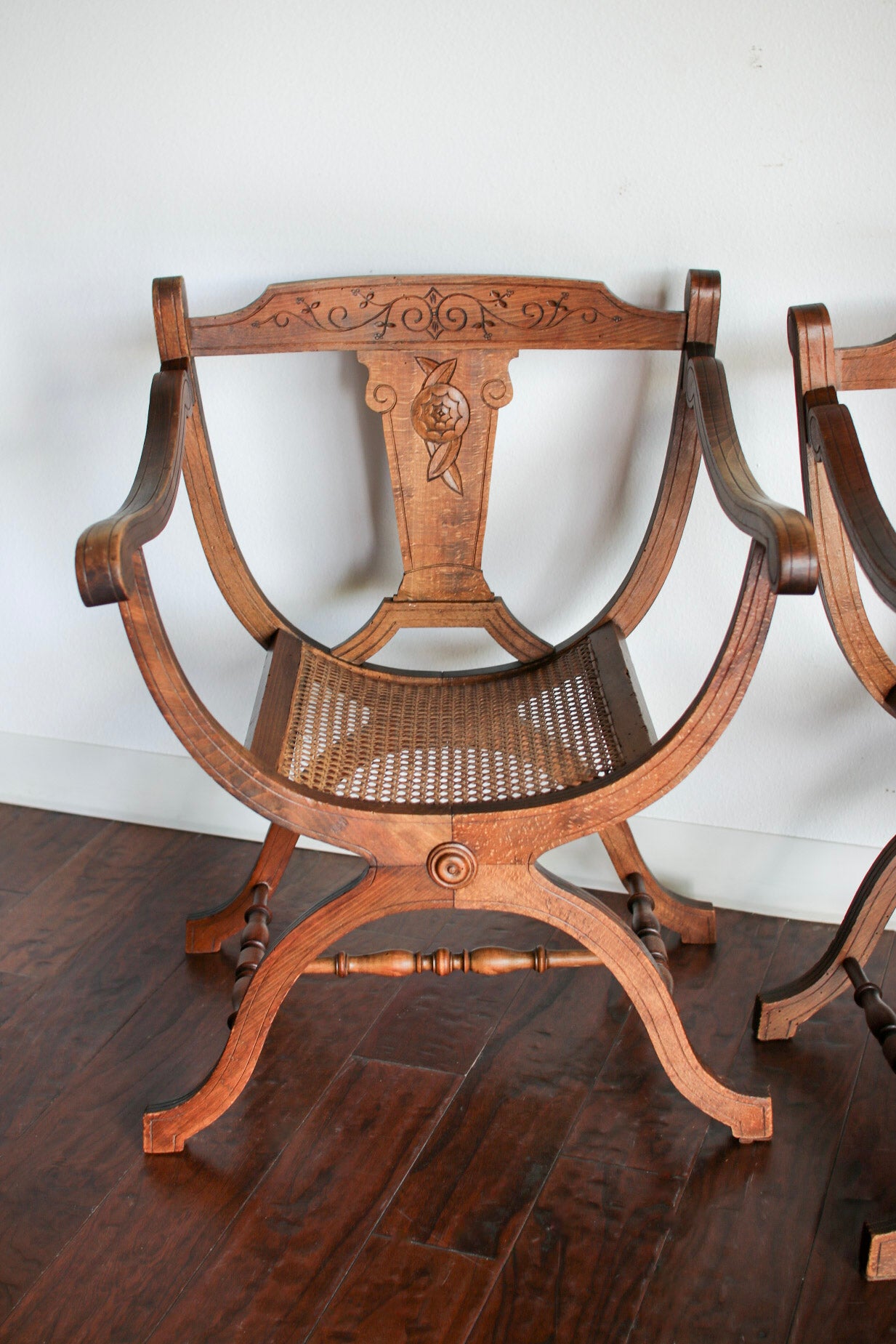 Pair of Italian Cane Chairs
