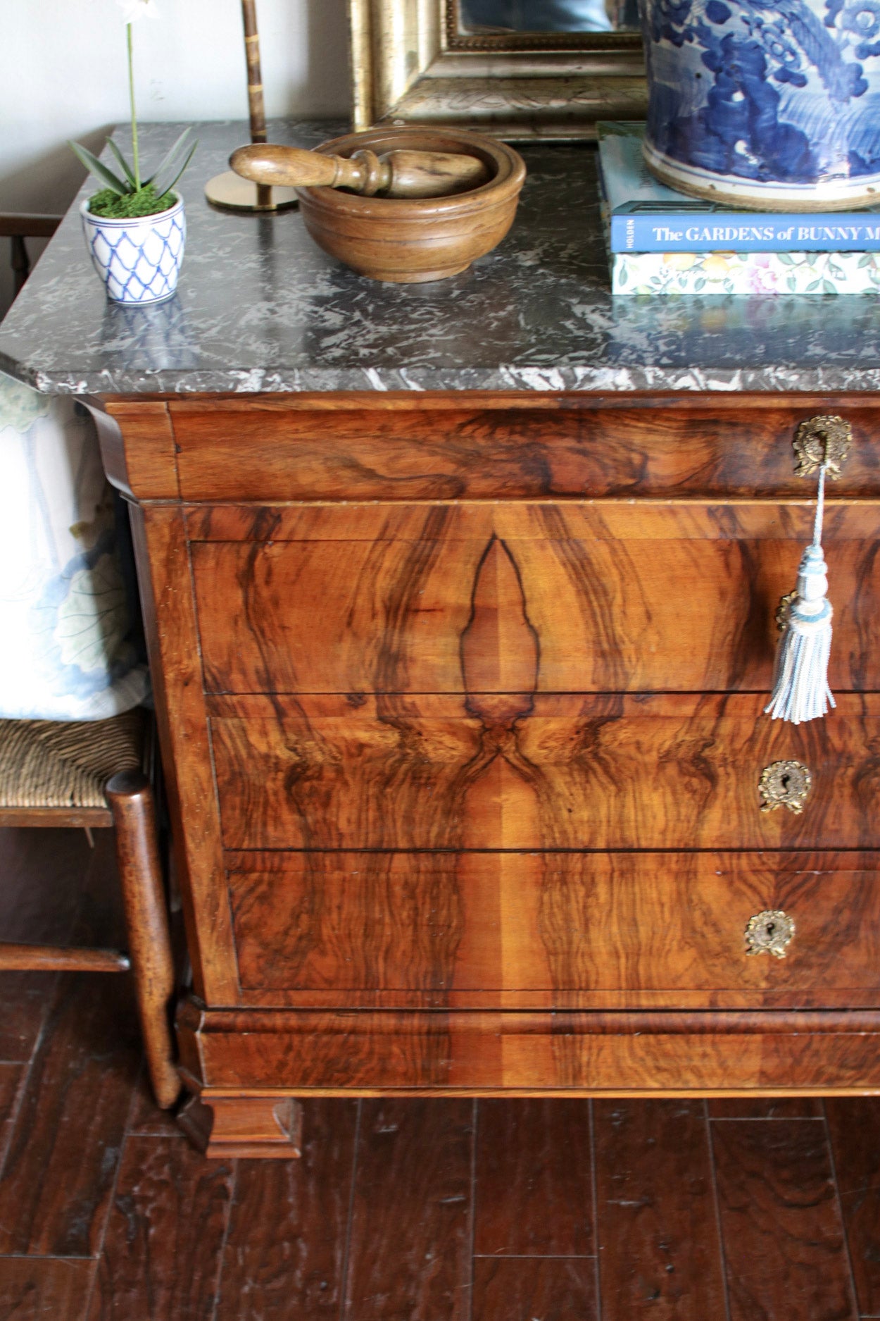 French Louis Phillipe Commode with Grey Marble Top