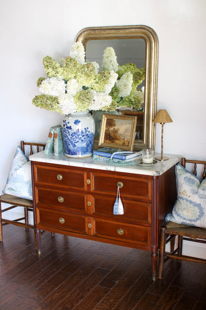 French Louis XVI White Marble Top Commode