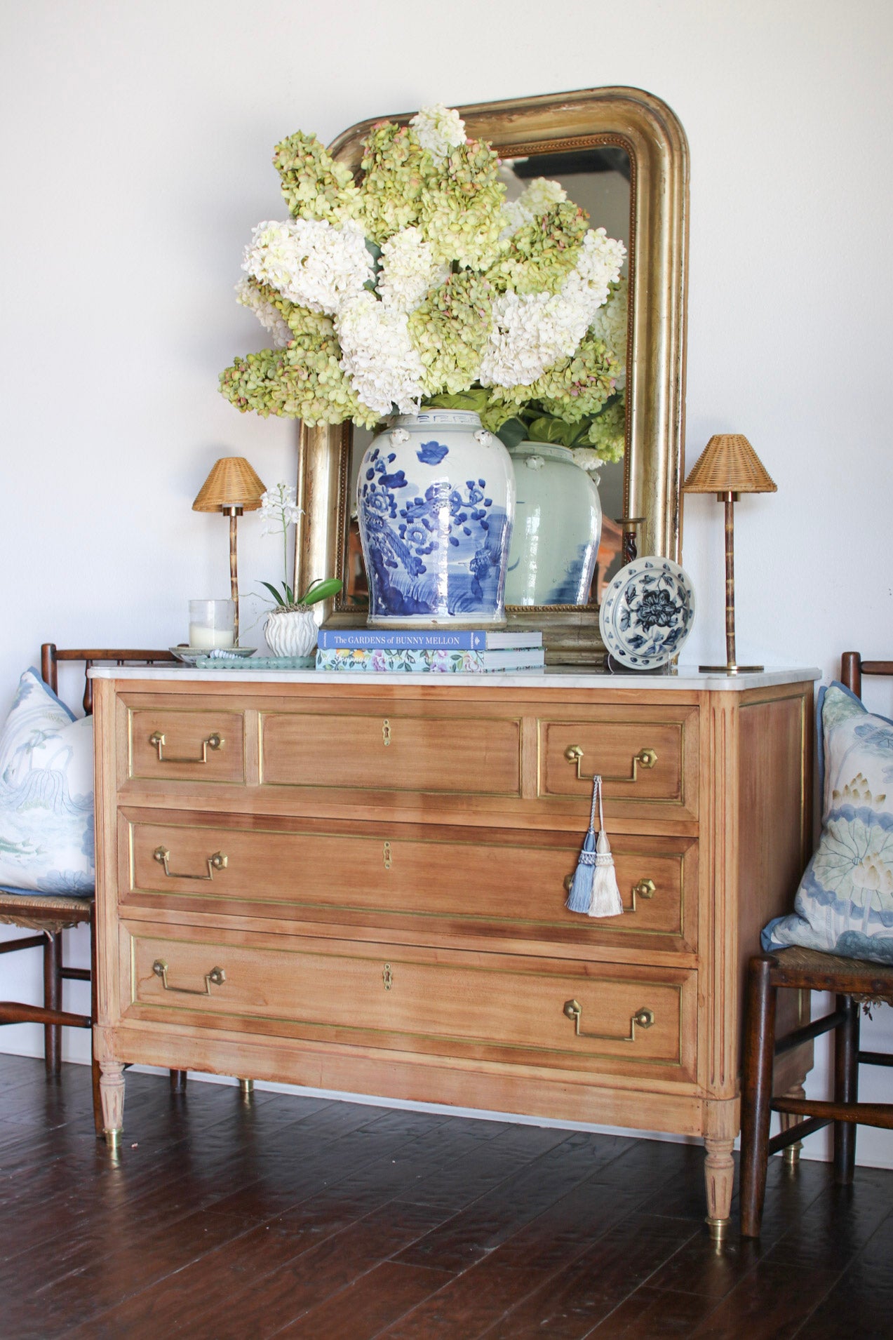 Bleached French Louis XVI White Marble Top Commode