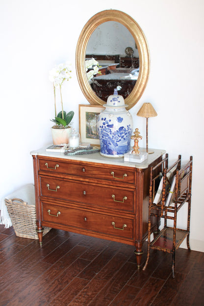 Antique French Louis XVI Commode with White Marble