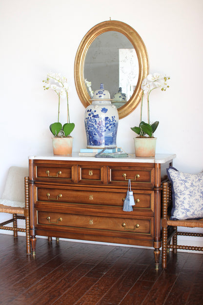 French Louis XVI White Marble Top Commode