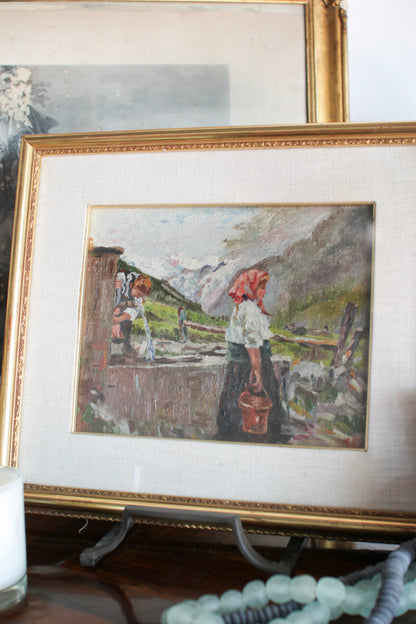 Oil Painting of Woman in Switzerland
