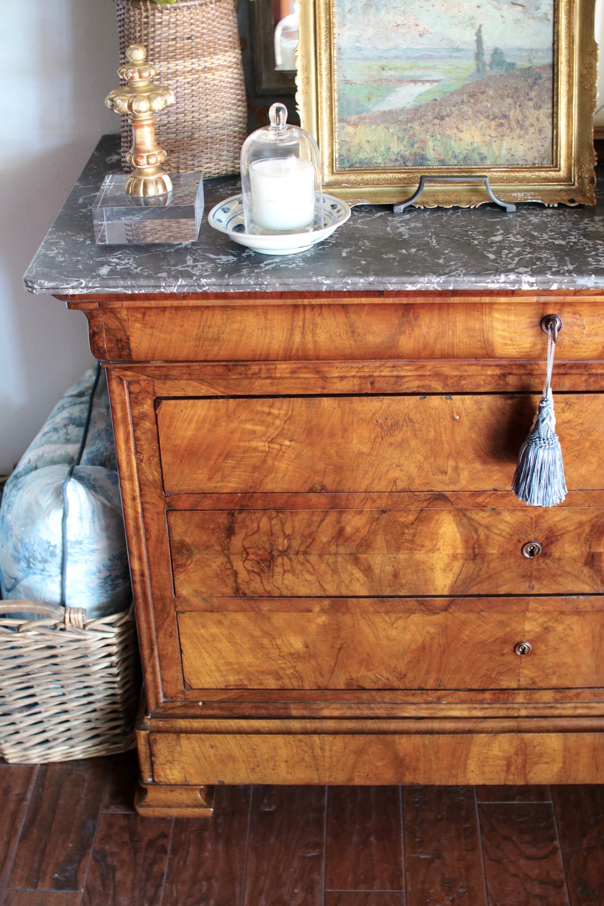 French Louis Philippe Grey Marble Top Commode