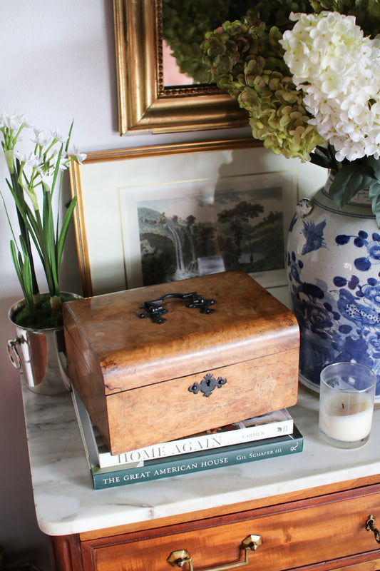 English Burl Wood Box
