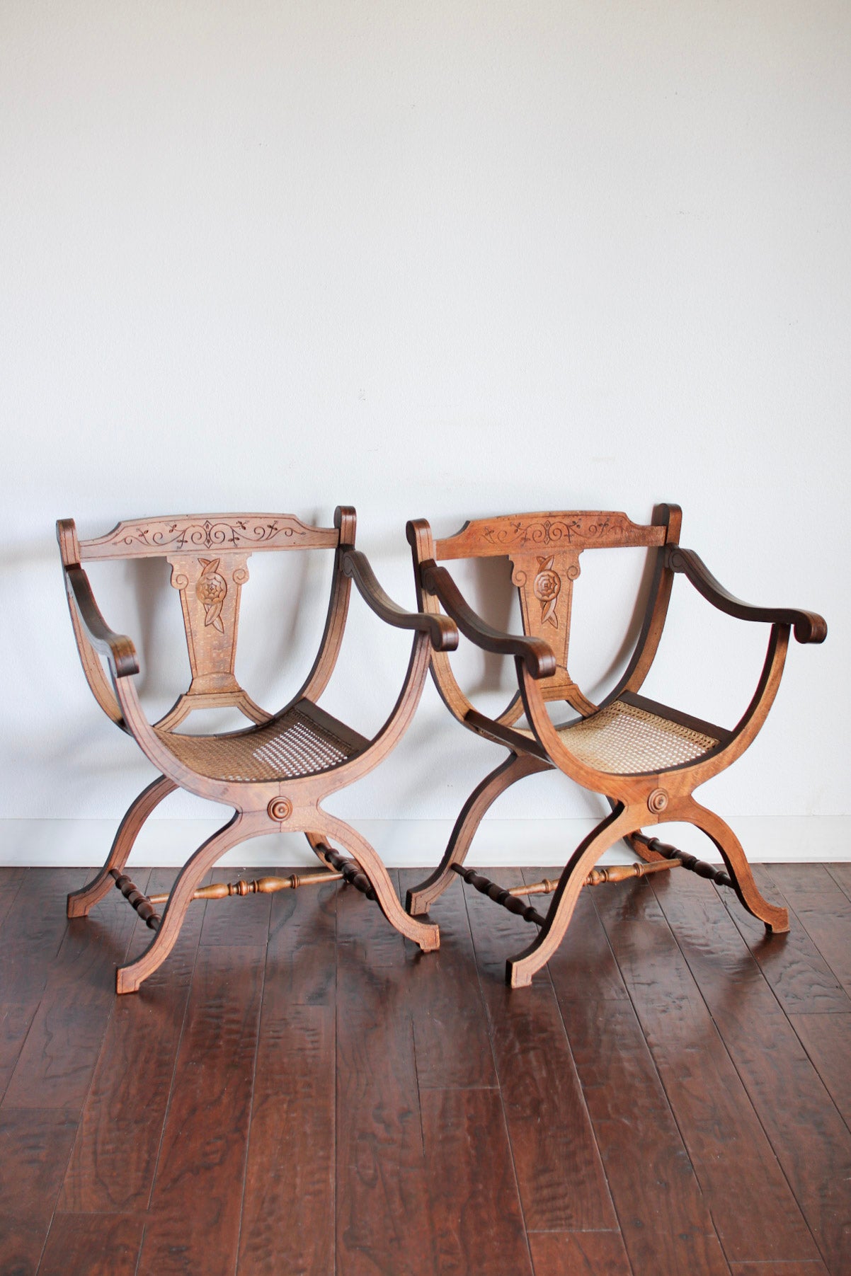 Pair of Italian Cane Chairs