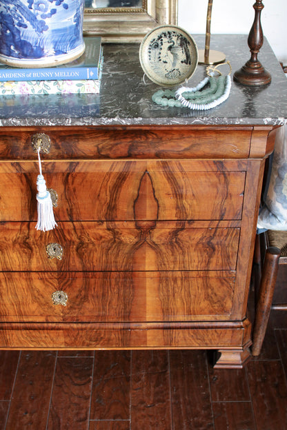 French Louis Phillipe Commode with Grey Marble Top