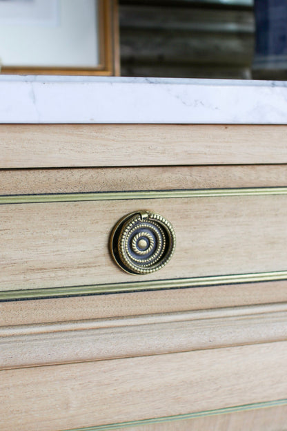 Bleached French Louis XVI White Marble Top Buffet