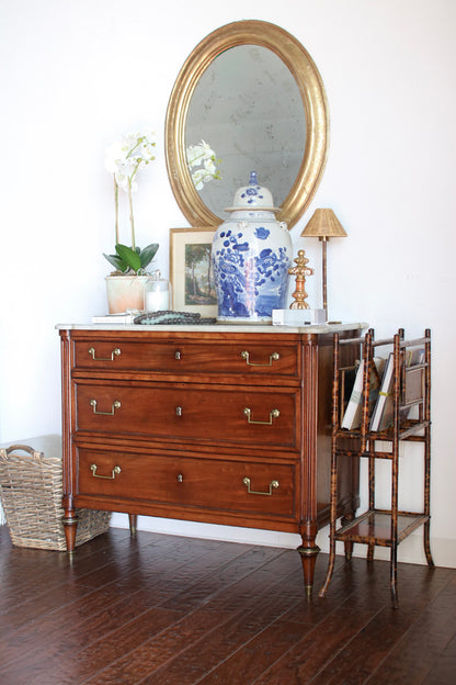 Antique French Louis XVI Commode with White Marble