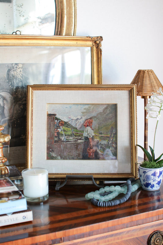 Oil Painting of Woman in Switzerland