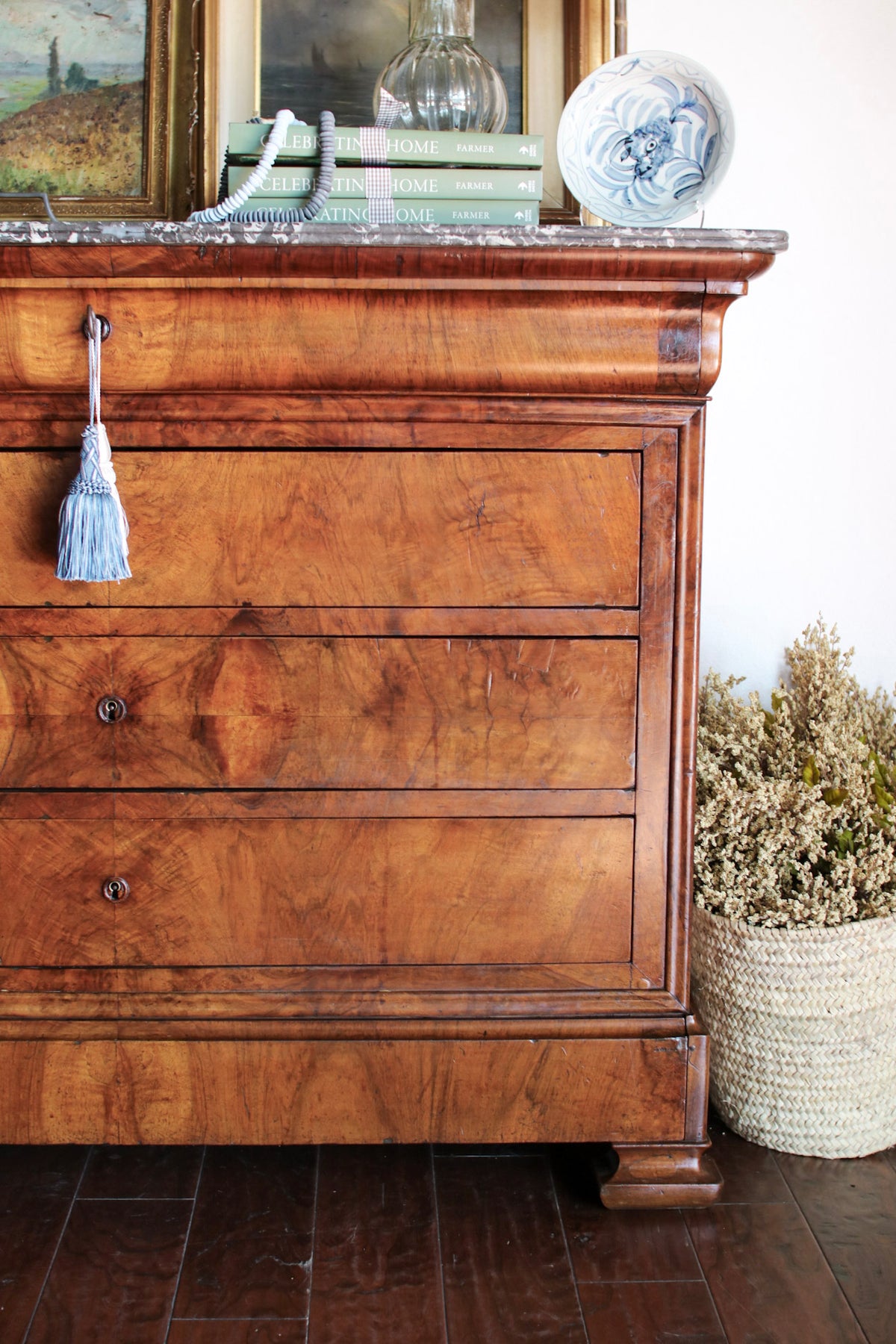French Louis Philippe Grey Marble Top Commode
