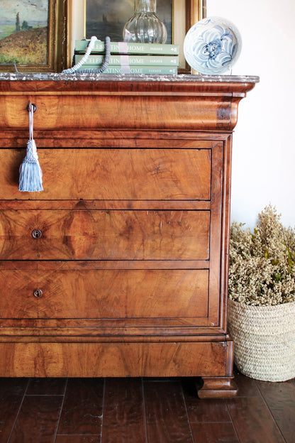 French Louis Philippe Grey Marble Top Commode