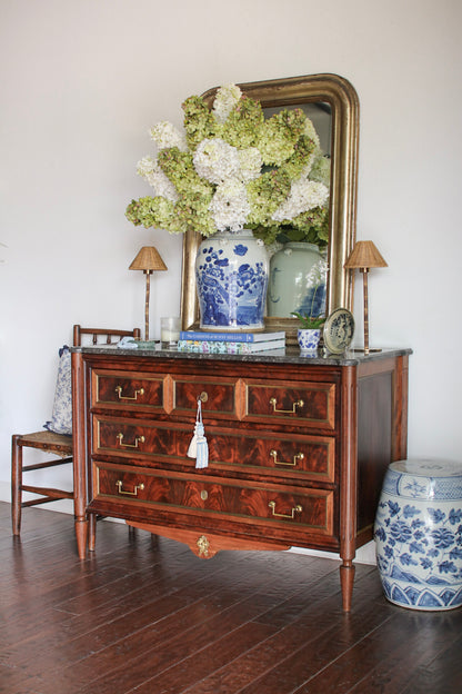 French Louis XVI Grey Marble Top Commode
