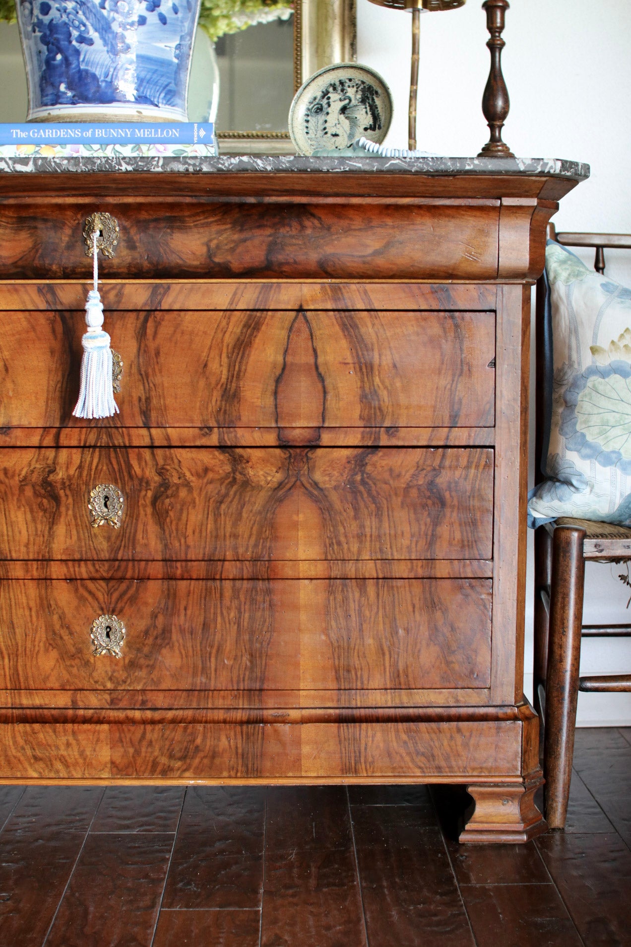 French Louis Phillipe Commode with Grey Marble Top