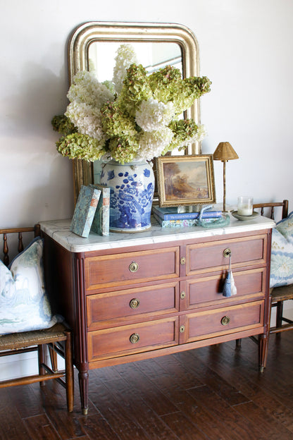 French Louis XVI White Marble Top Commode