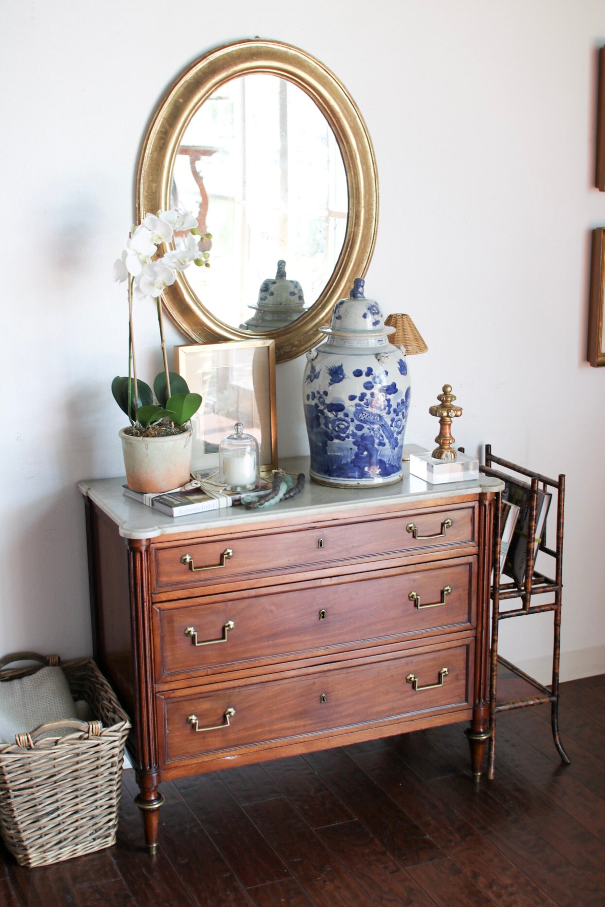 Antique French Louis XVI Commode with White Marble