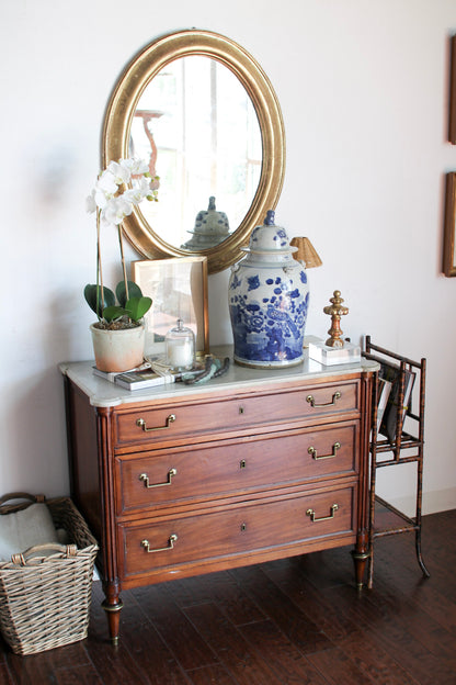 Antique French Louis XVI Commode with White Marble