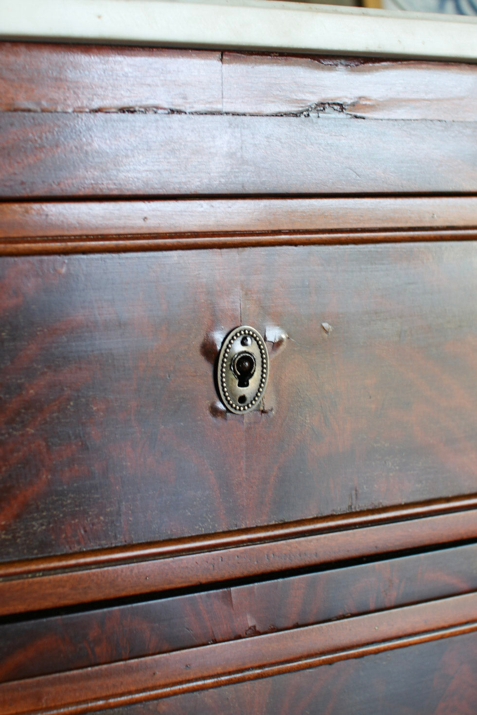 French Louis XVI White Marble Top Commode