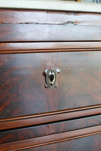 French Louis XVI White Marble Top Commode