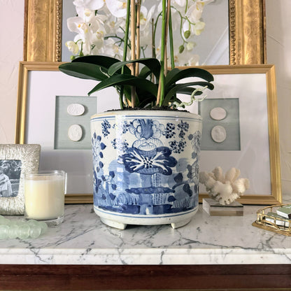 Blue & White Lotus Orchid Cache Pot