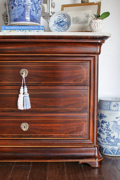 French Charles X White Marble Top Commode