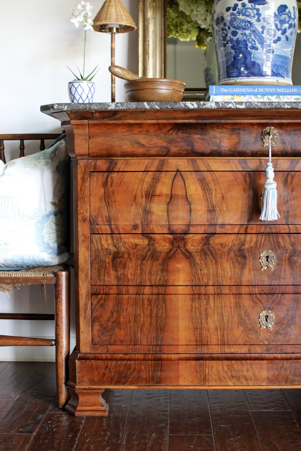French Louis Phillipe Commode with Grey Marble Top