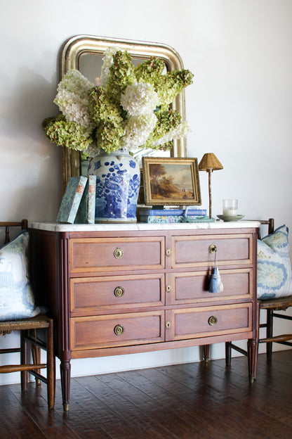 French Louis XVI White Marble Top Commode