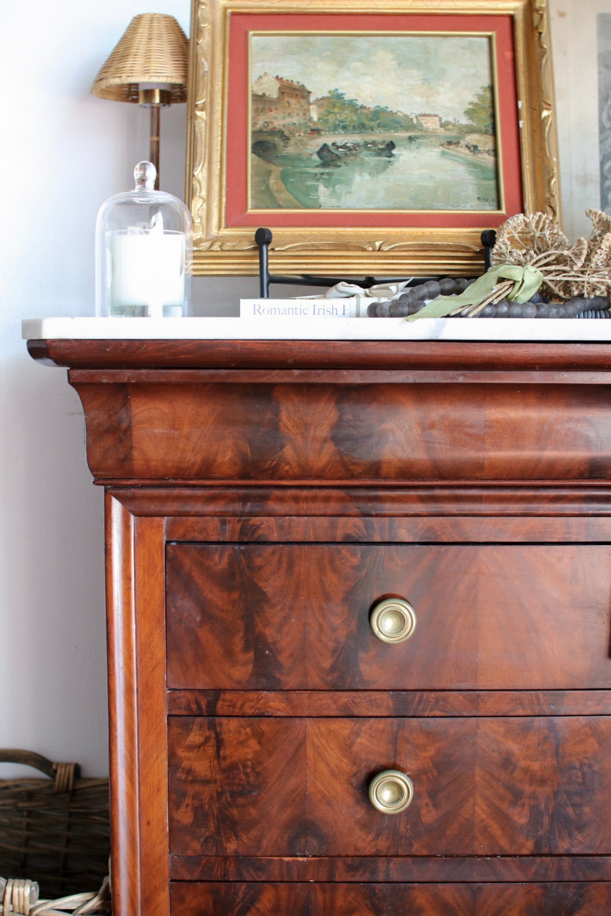 French Louis Philippe Commode with White Marble