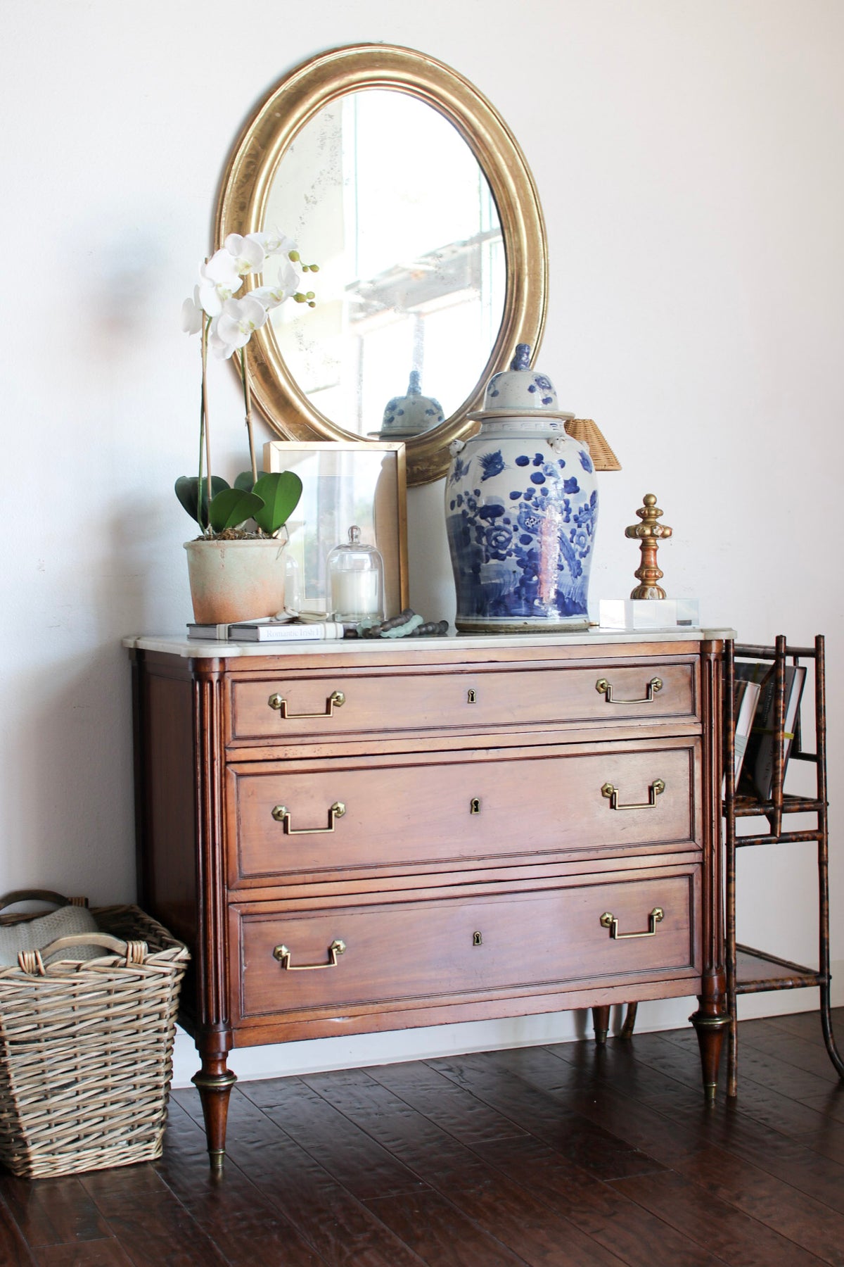 Antique French Louis XVI Commode with White Marble