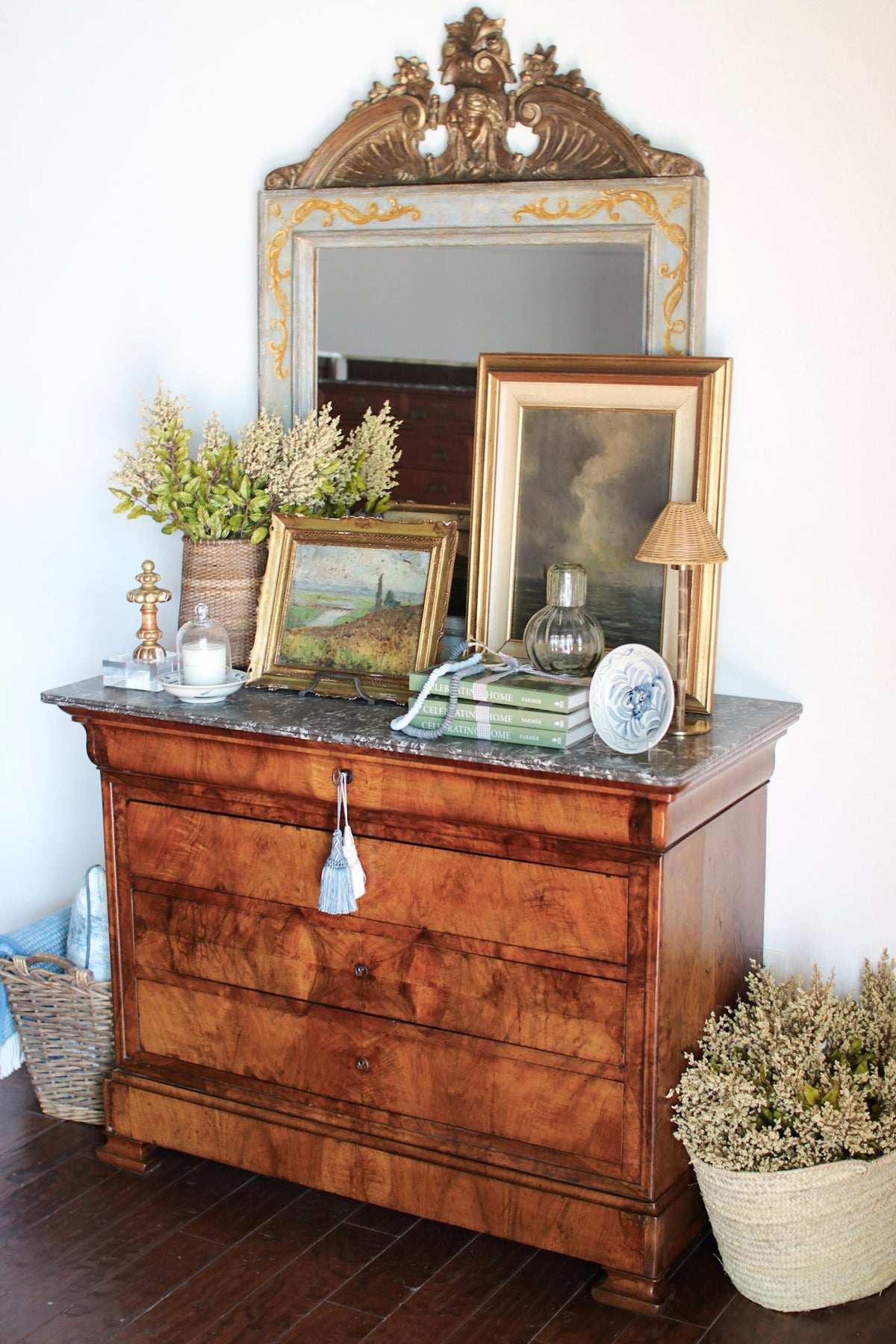 French Louis Philippe Grey Marble Top Commode