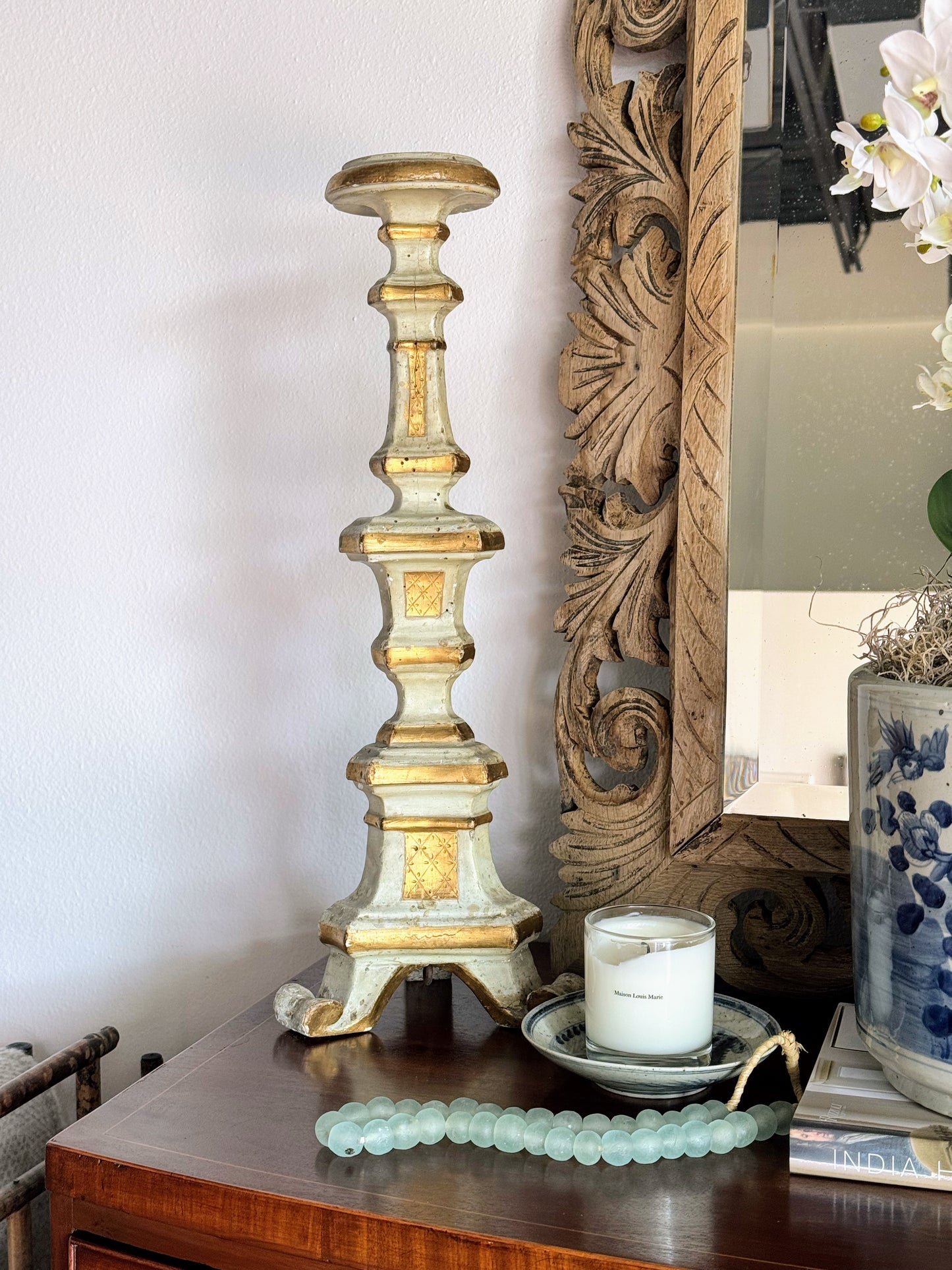 French Painted Candlestick