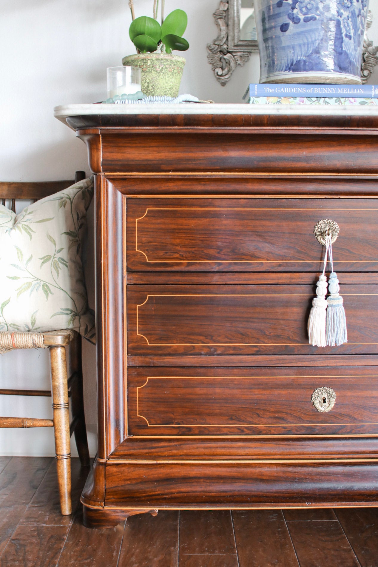 French Charles X White Marble Top Commode