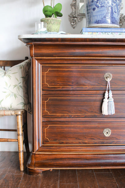 French Charles X White Marble Top Commode