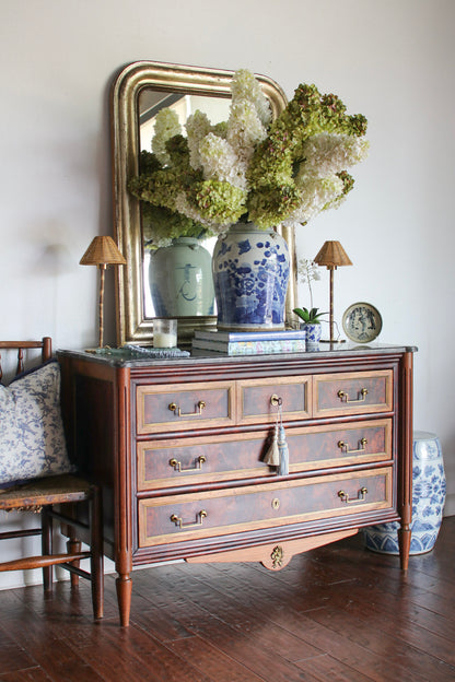 French Louis XVI Grey Marble Top Commode