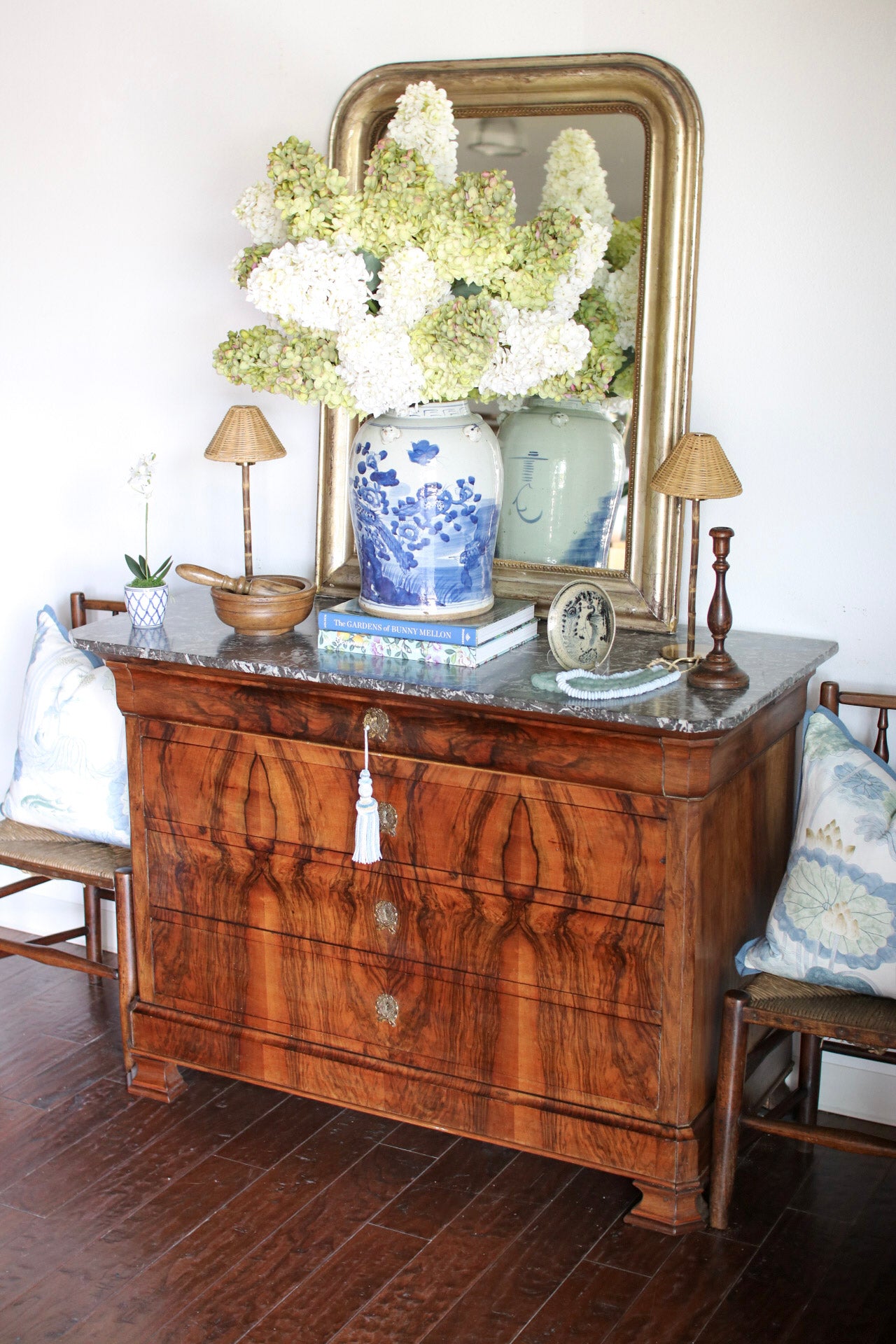 French Louis Phillipe Commode with Grey Marble Top