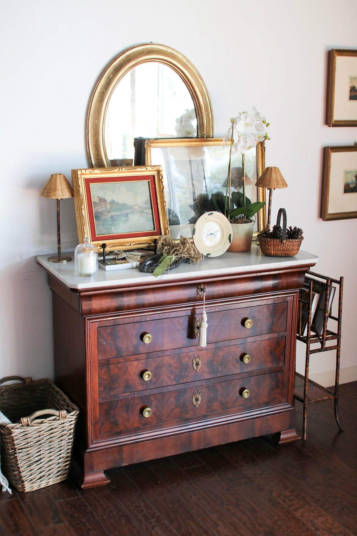 French Louis Philippe Commode with White Marble