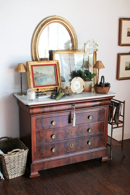 French Louis Philippe Commode with White Marble