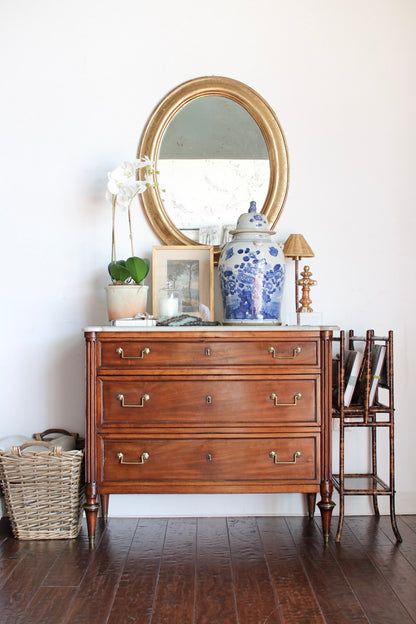 Antique French Louis XVI Commode with White Marble
