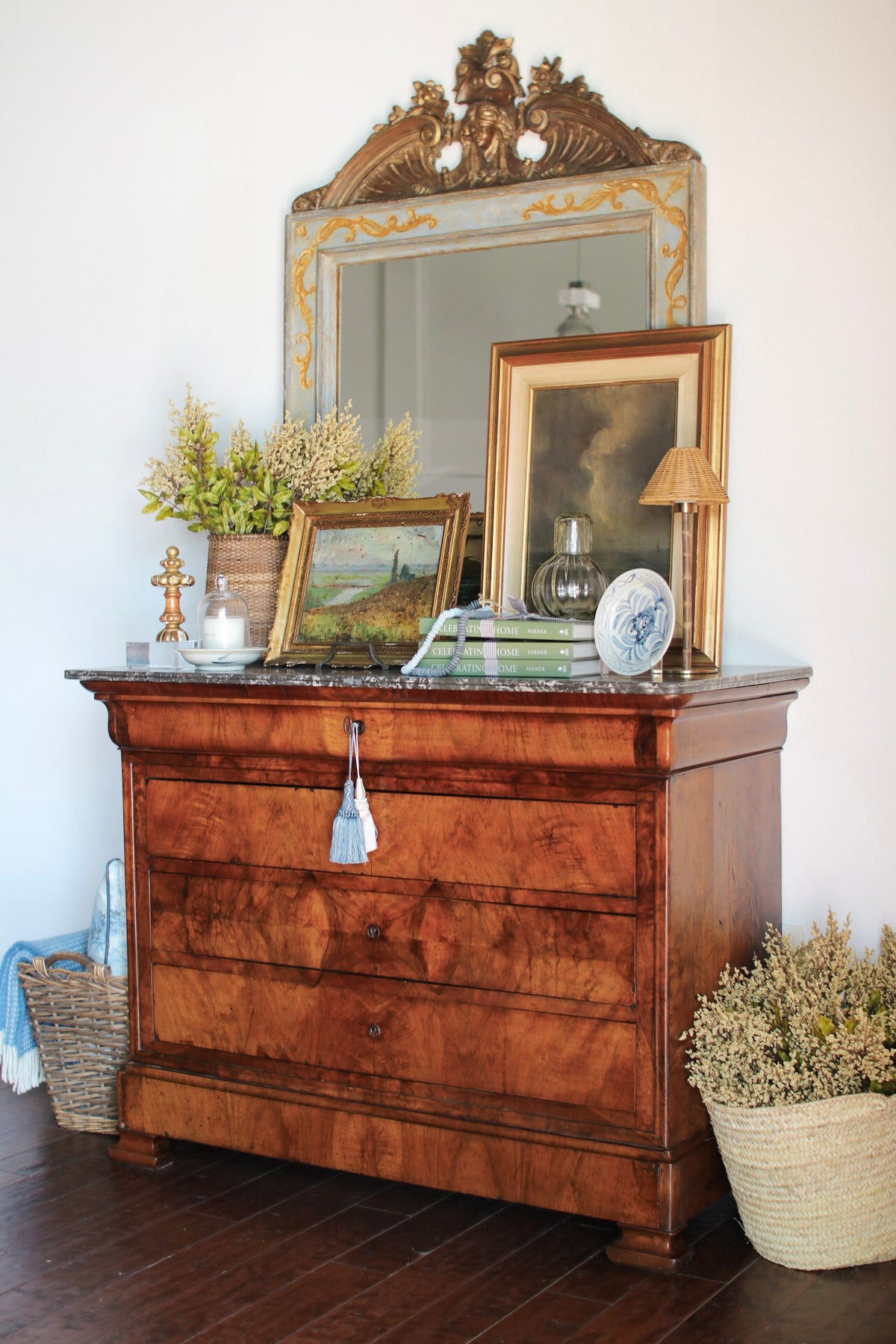 French Louis Philippe Grey Marble Top Commode