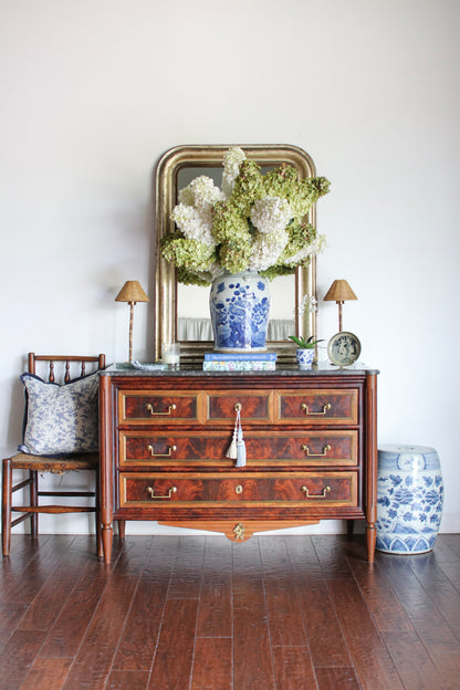 French Louis XVI Grey Marble Top Commode