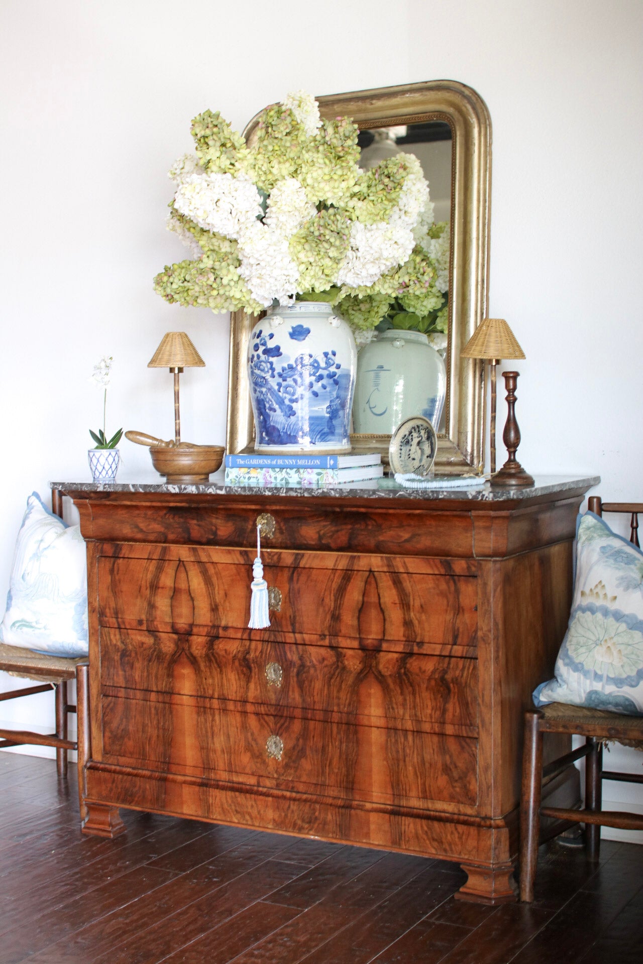 French Louis Phillipe Commode with Grey Marble Top