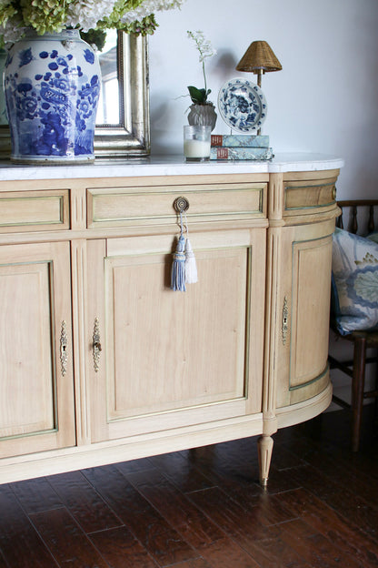 Bleached French Louis XVI White Marble Top Buffet
