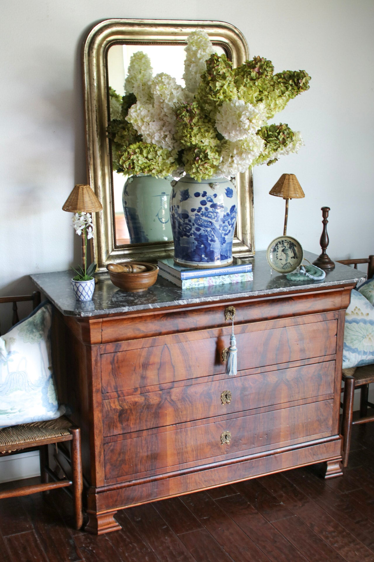 French Louis Phillipe Commode with Grey Marble Top