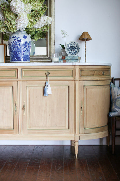 Bleached French Louis XVI White Marble Top Buffet
