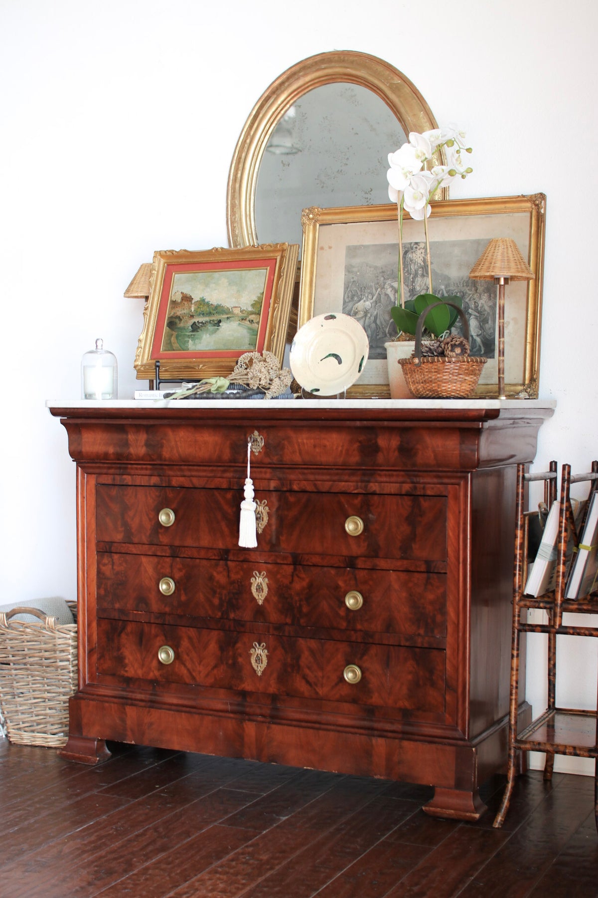 French Louis Philippe Commode with White Marble