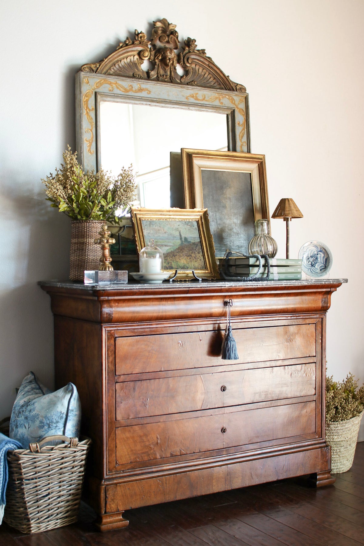 French Louis Philippe Grey Marble Top Commode