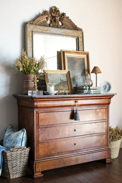 French Louis Philippe Grey Marble Top Commode